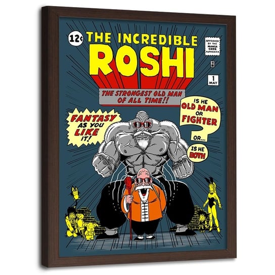 Plakat w ramie brązowej FEEBY Roshi Dragon Ball, 50x70 cm Feeby