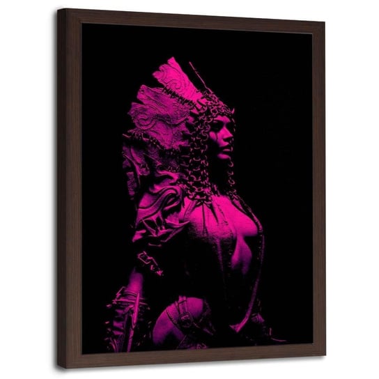 Plakat w ramie brązowej FEEBY Różowa bogini, 70x100 cm Feeby