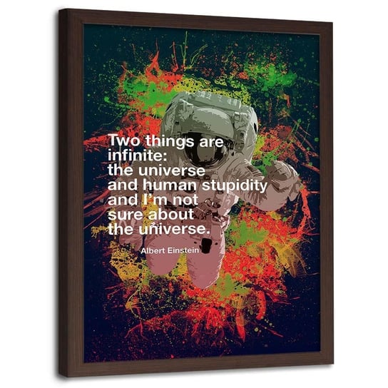Plakat w ramie brązowej FEEBY Sentencja Einsteina, 40x60 cm Feeby