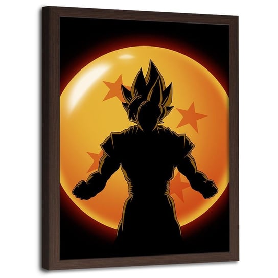 Plakat w ramie brązowej FEEBY Son Goku anime, 40x60 cm Feeby