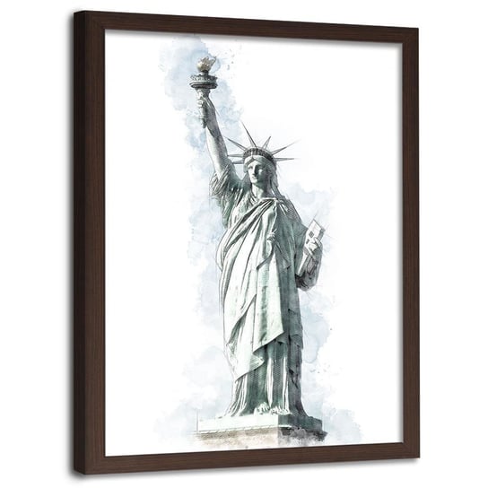 Plakat w ramie brązowej FEEBY Statua wolności, 40x60 cm Feeby