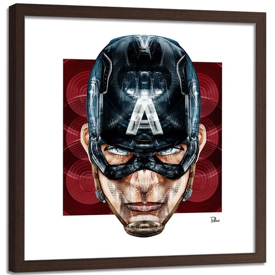 Plakat w ramie brązowej FEEBY Superbohater ameryki, 80x80 cm Feeby