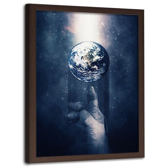 Plakat w ramie brązowej FEEBY Świat w zasięgu ręki, 40x60 cm Feeby