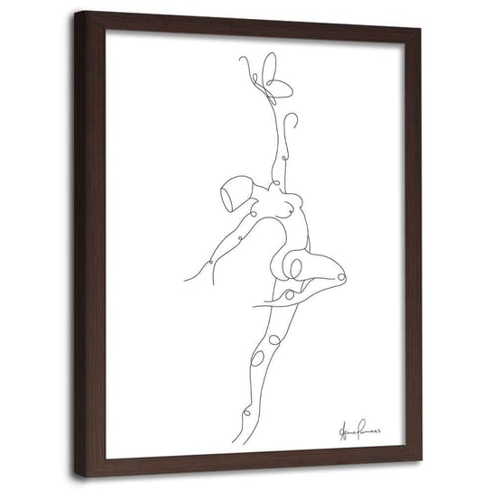 Plakat w ramie brązowej FEEBY Tancerka, minimalizm, 40x60 cm Feeby