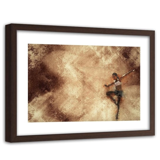 Plakat w ramie brązowej FEEBY Tańcząca dziewczynka abstrakcja, 60x40 cm Feeby