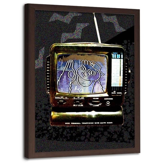 Plakat w ramie brązowej FEEBY Telewizja abstrakcja, 70x100 cm Feeby