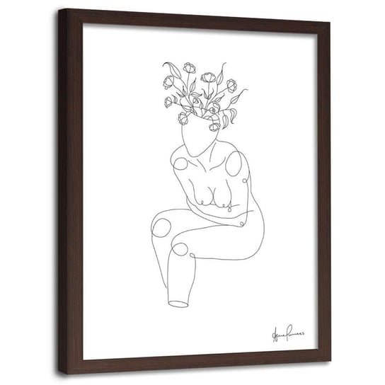 Plakat w ramie brązowej FEEBY Twórcze myślenie, minimalizm, 40x60 cm Feeby