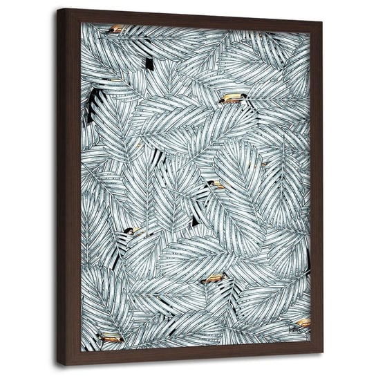 Plakat w ramie brązowej FEEBY Ukryte tukany 2, 50x70 cm Feeby