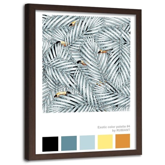 Plakat w ramie brązowej FEEBY Ukryte tukany, 50x70 cm Feeby