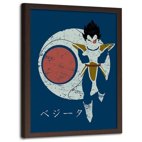 Plakat w ramie brązowej FEEBY Vegeta Dragon Ball, 70x100 cm Feeby