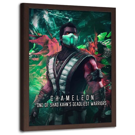 Plakat w ramie brązowej FEEBY Wojownik Chameleon, 40x60 cm Feeby