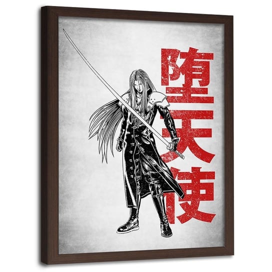 Plakat w ramie brązowej FEEBY Wojownik z długim mieczem, 40x60 cm Feeby