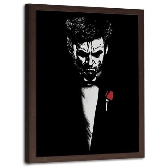 Plakat w ramie brązowej FEEBY Wolverine – portret, 40x60 cm Feeby