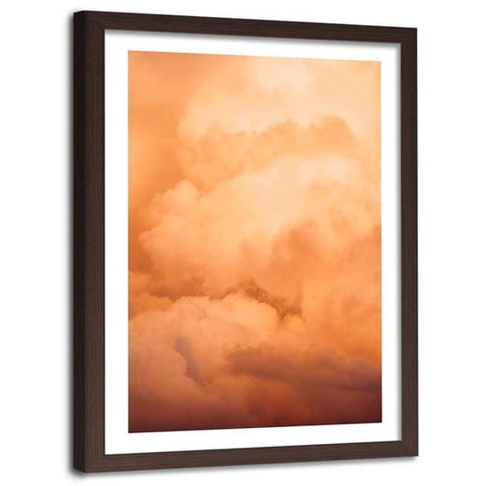 Plakat w ramie brązowej Feeby, Zachód słońca chmury 40x60 cm Feeby