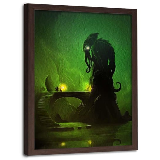 Plakat w ramie brązowej FEEBY Zielony demon, 70x100 cm Feeby