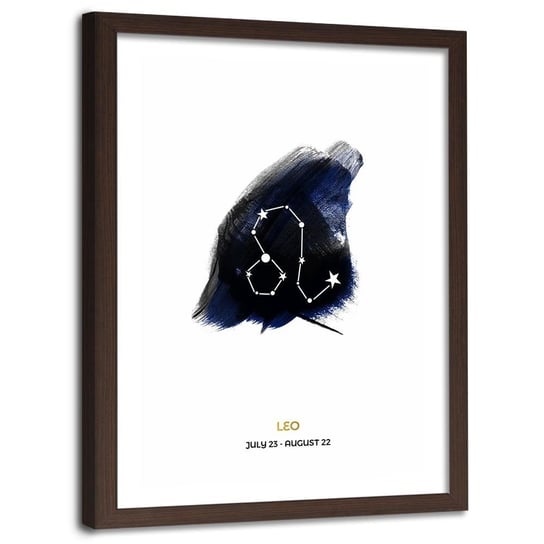 Plakat w ramie brązowej FEEBY Znak zodiaku lew, 40x60 cm Feeby