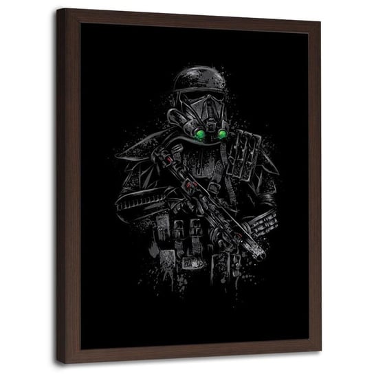 Plakat w ramie brązowej FEEBY Żołnierz w czarnym pancerzu, 40x60 cm Feeby