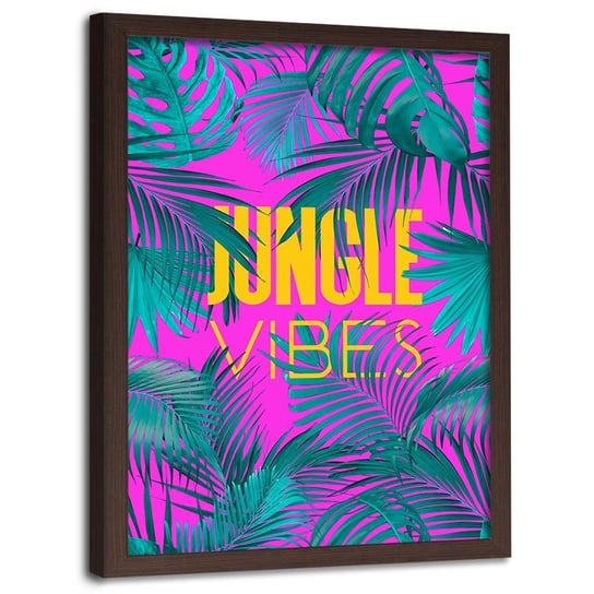 Plakat w ramie brązowej, Jungle vibes - 70x100 Feeby