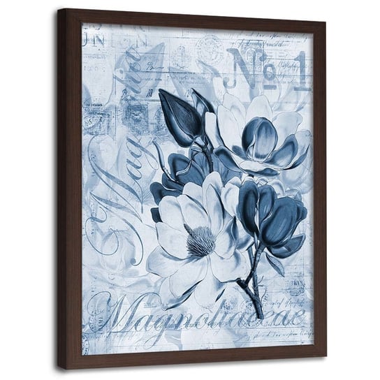Plakat w ramie brązowej, Kwiat magnolii - 50x70 Feeby