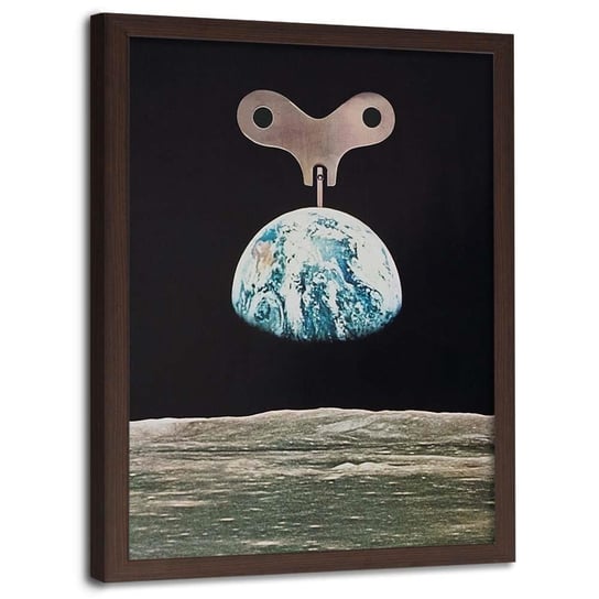 Plakat w ramie brązowej, Nakręcana Ziemia abstrakcja - 40x60 Feeby