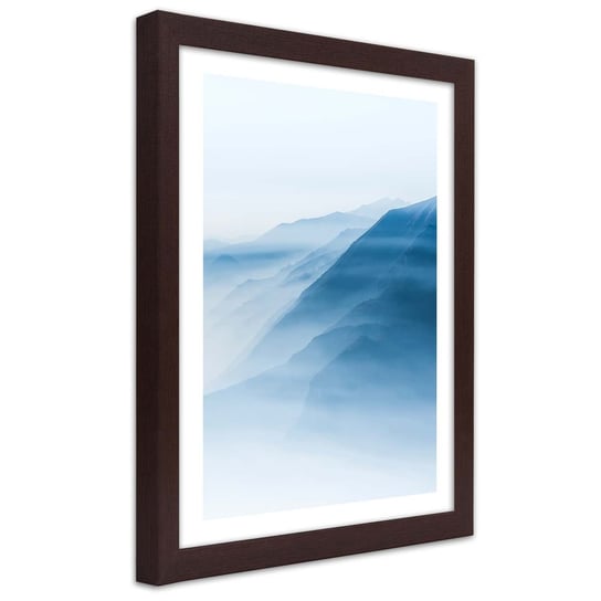 Plakat w ramie brązowej, Widok na góry za mgłą 30x45 Feeby