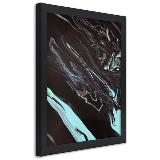 Plakat w ramie czarnej, Atramentowa abstrakcja na wodzie 30x45 Feeby
