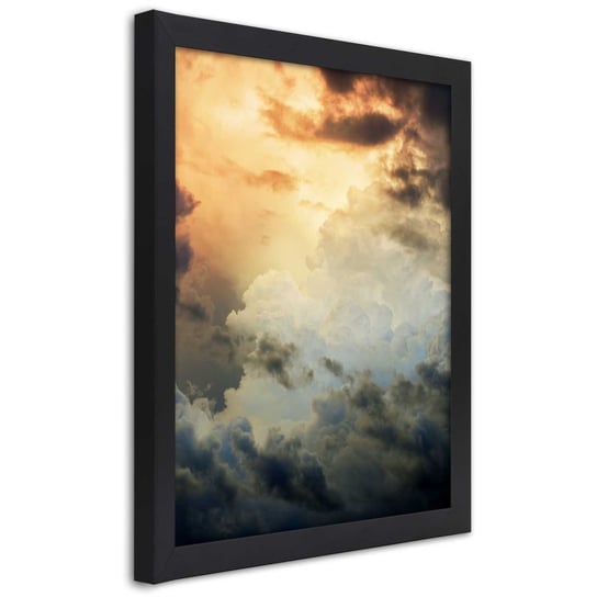 Plakat w ramie czarnej, Burzowe chmury zasłaniające słońce 30x45 Feeby