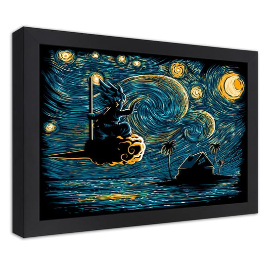 Plakat w ramie czarnej, Dragon ball a la Van Gogh 30x20 Feeby