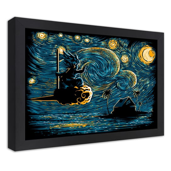 Plakat w ramie czarnej, Dragon ball a la Van Gogh 45x30 Feeby