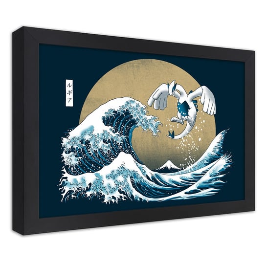 Plakat w ramie czarnej, Fala tsunami - japoński motyw 100x70 Feeby
