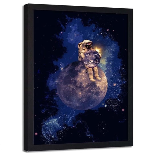 Plakat w ramie czarnej FEEBY Abstrakcja astronauta, 70x100 cm Feeby