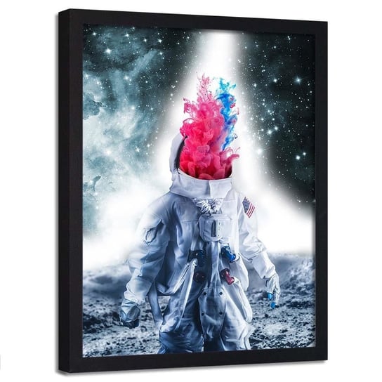 Plakat w ramie czarnej FEEBY Abstrakcyjny amerykański astronauta, 70x100 cm Feeby