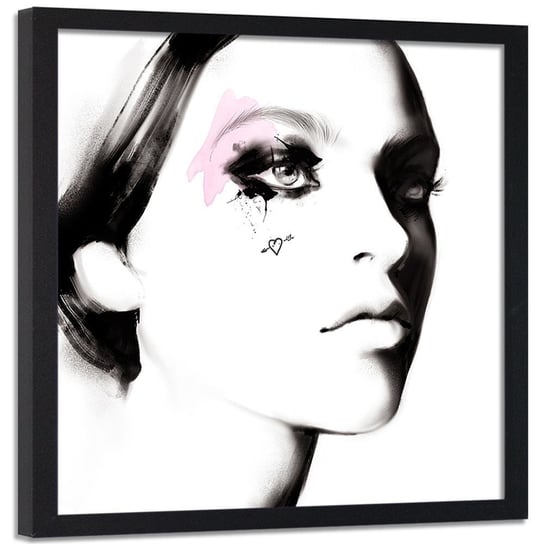 Plakat w ramie czarnej FEEBY Abstrakcyjny portret kobiety, 80x80 cm Feeby