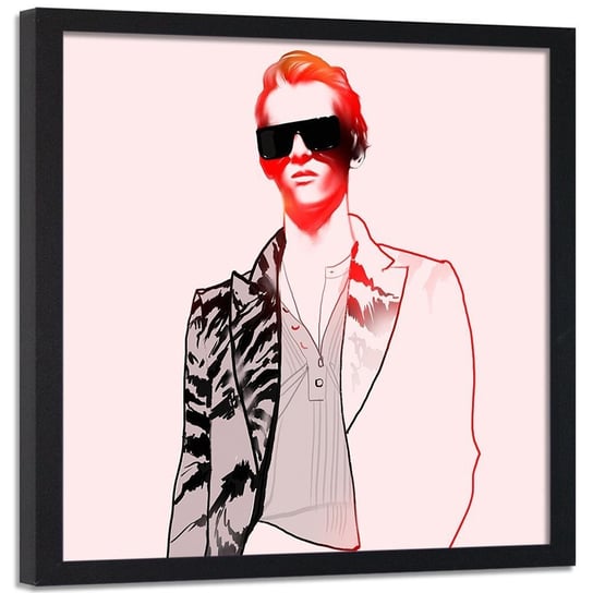 Plakat w ramie czarnej FEEBY Abstrakcyjny portret mężczyzny, 80x80 cm Feeby
