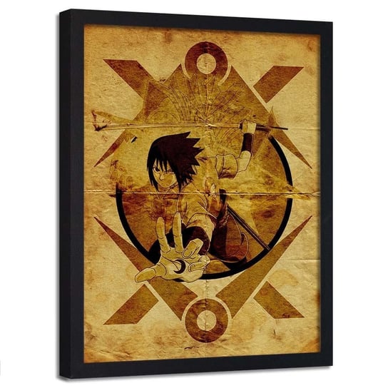 Plakat w ramie czarnej FEEBY, Anime wojownik z mieczem, 70x100 cm Feeby