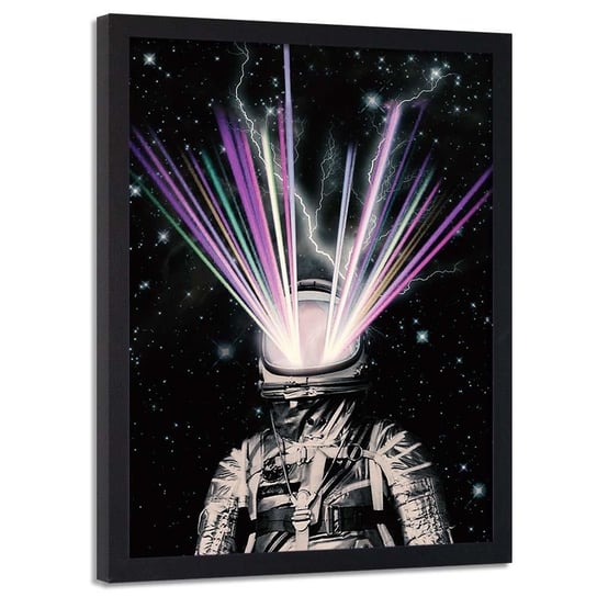 Plakat w ramie czarnej FEEBY Astronauta abstrakcja, 50x70 cm Feeby