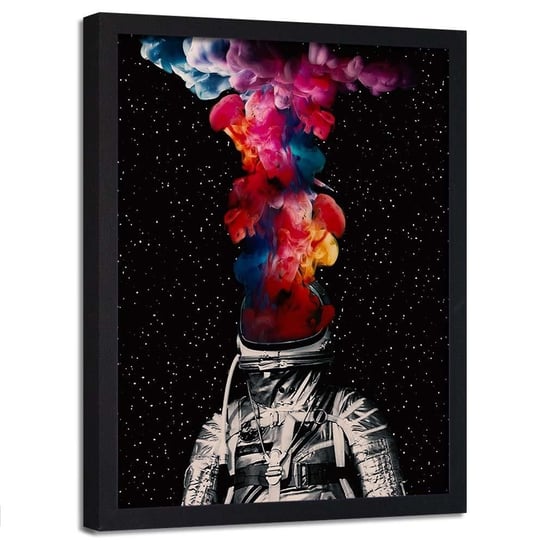Plakat w ramie czarnej FEEBY Astronauta i kolory, 70x100 cm Feeby