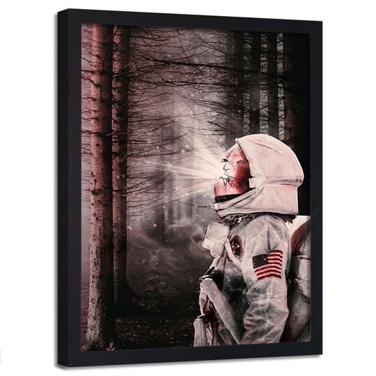 Plakat w ramie czarnej FEEBY Astronauta w lesie, 50x70 cm Feeby