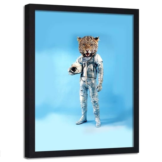 Plakat w ramie czarnej FEEBY Astronauta z głową pantery, 40x60 cm Feeby