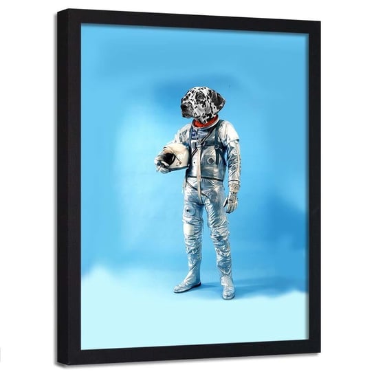 Plakat w ramie czarnej FEEBY Astronauta z głową psa, 50x70 cm Feeby