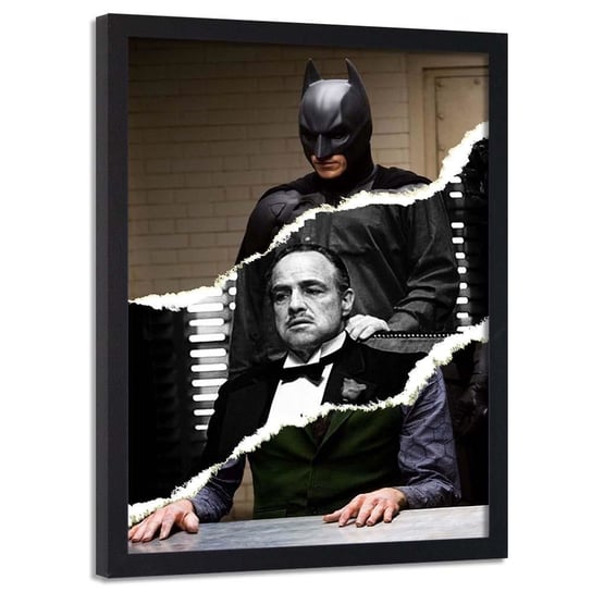 Plakat w ramie czarnej FEEBY Batman i ojciec chrzestny kolaż, 40x60 cm Feeby