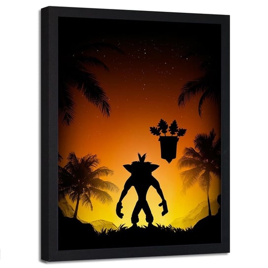 Plakat w ramie czarnej FEEBY Crash Bandicoot, 50x70 cm Feeby