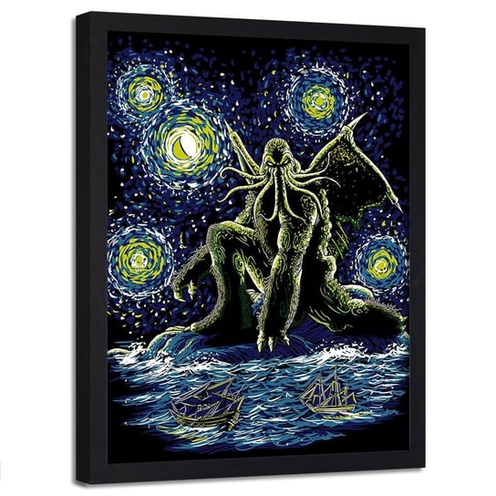 Plakat w ramie czarnej FEEBY Cthulhu, 70x100 cm Feeby