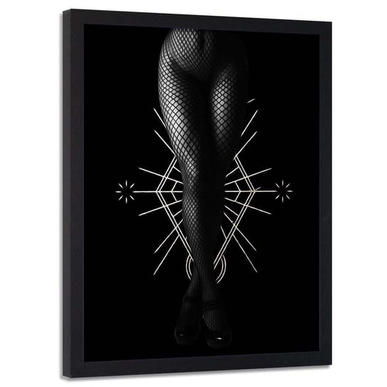 Plakat w ramie czarnej FEEBY Czarne pończochy, 40x60 cm Feeby