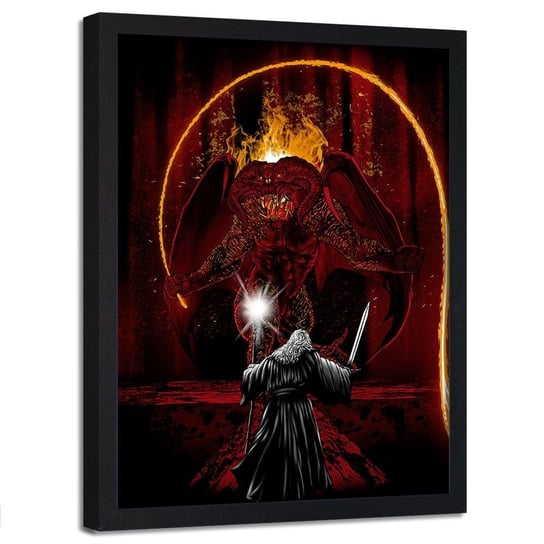 Plakat w ramie czarnej FEEBY Czarodziej i demon, 50x70 cm Feeby