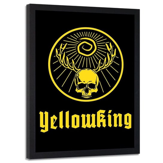 Plakat w ramie czarnej FEEBY Czaszka żółtego króla, 40x60 cm Feeby