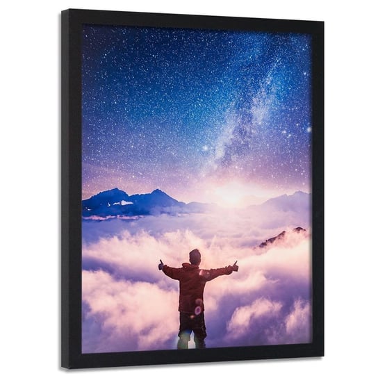 Plakat w ramie czarnej FEEBY Człowiek i galaktyka, 70x100 cm Feeby