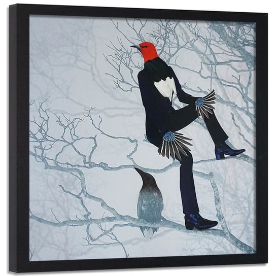Plakat w ramie czarnej FEEBY Człowiek ptak, 60x60 cm Feeby