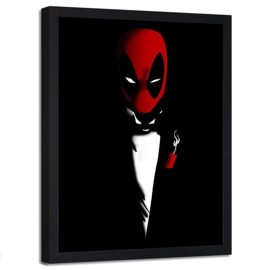 Plakat w ramie czarnej FEEBY Deadpool, portret, 70x100 cm Feeby