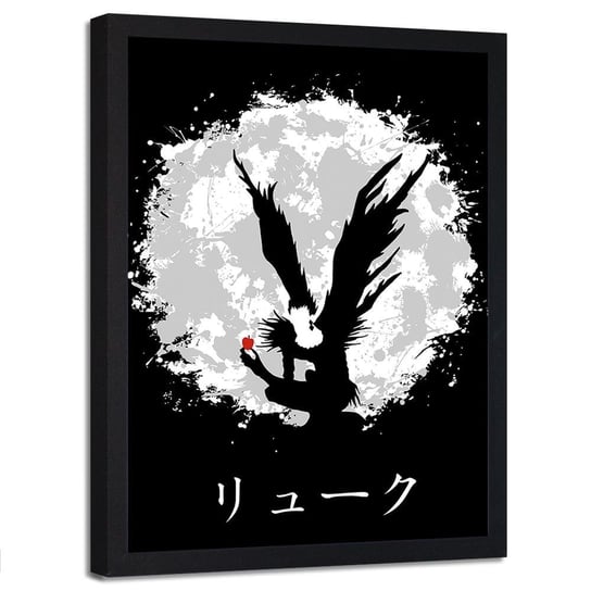 Plakat w ramie czarnej FEEBY Demon Shinigami z jabłkiem, 50x70 cm Feeby